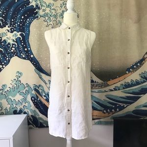 White beach button down cover up dress
